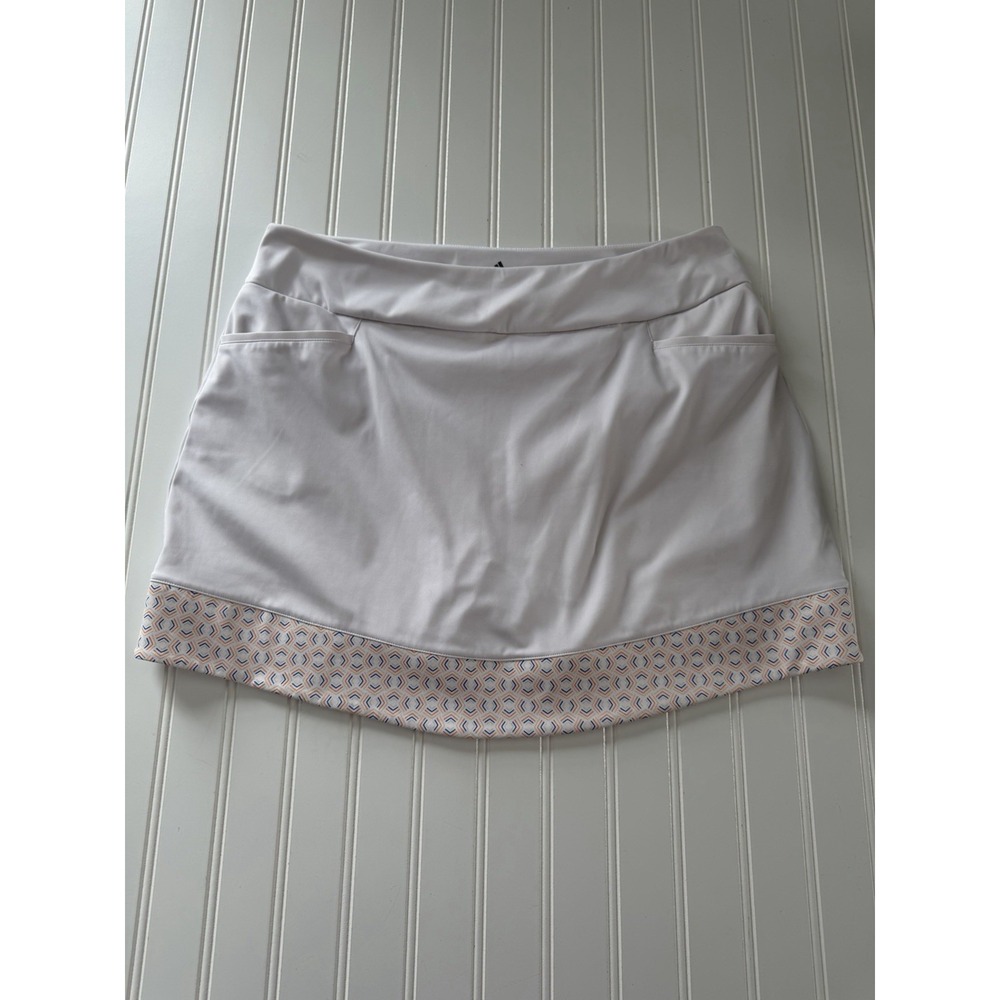 Adidas Skort Women's Large White Colorful Trim Athletic Tennis Golf